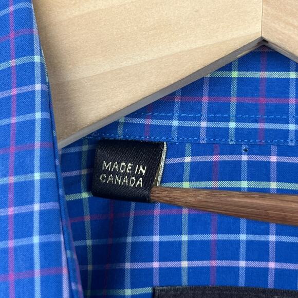 PAUL STUART Shirt Mens M Plaid Woven Button Up Long Sleeve Cotton Blue - Picture 11 of 16